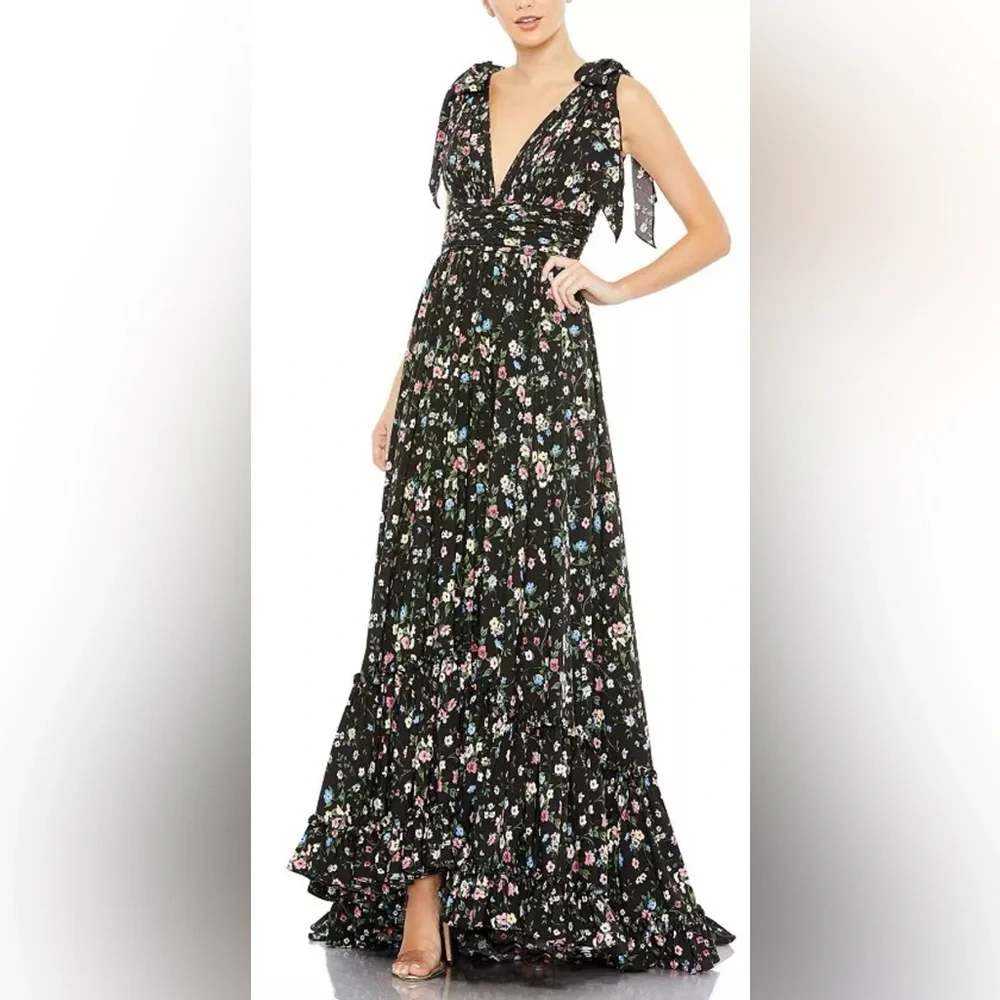 Mac Duggal Black Floral Maxi Dress - Picture 3 of 4